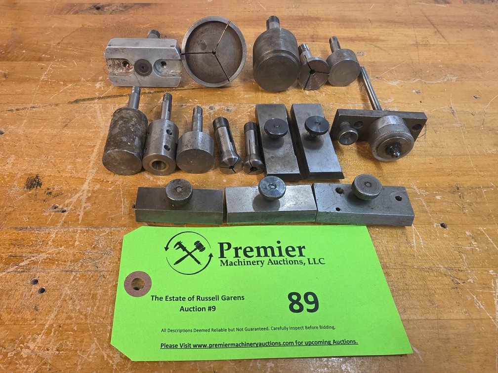 Assorted 8mm and 12mm Collets/Holders and Lathe Parts.