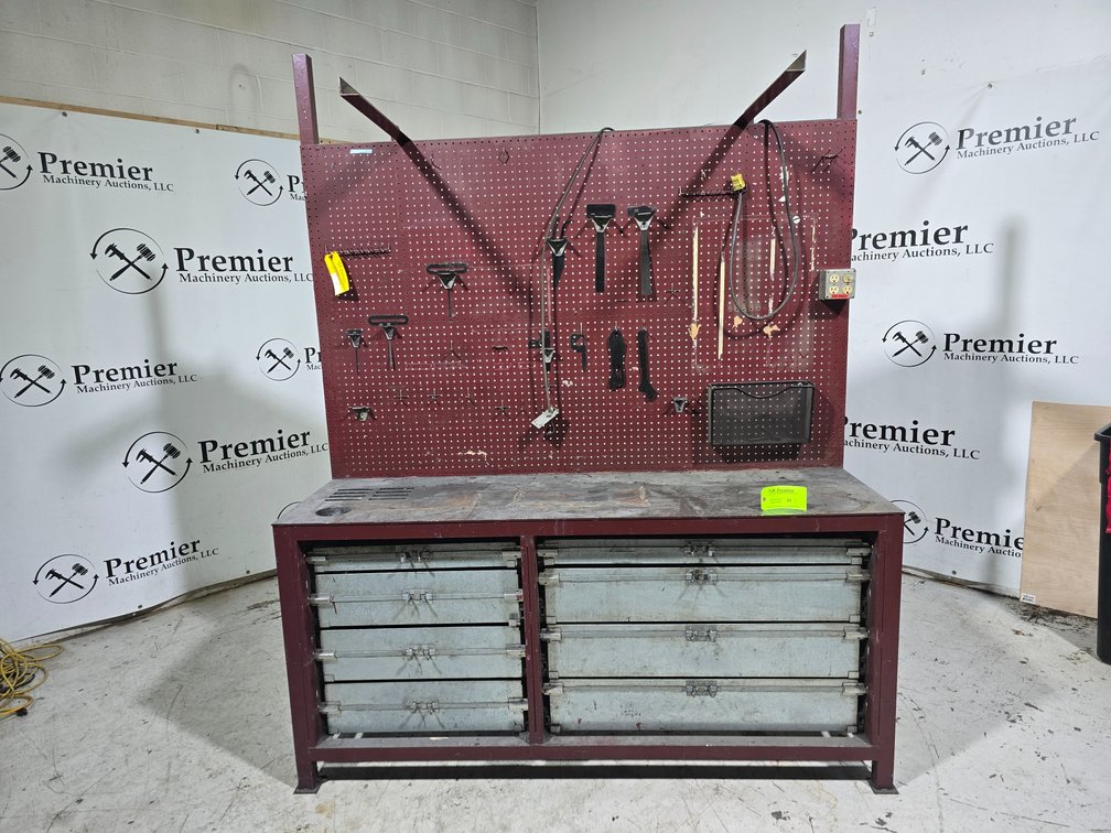Heavy Duty Metal Workbench with Metal Drawers.
