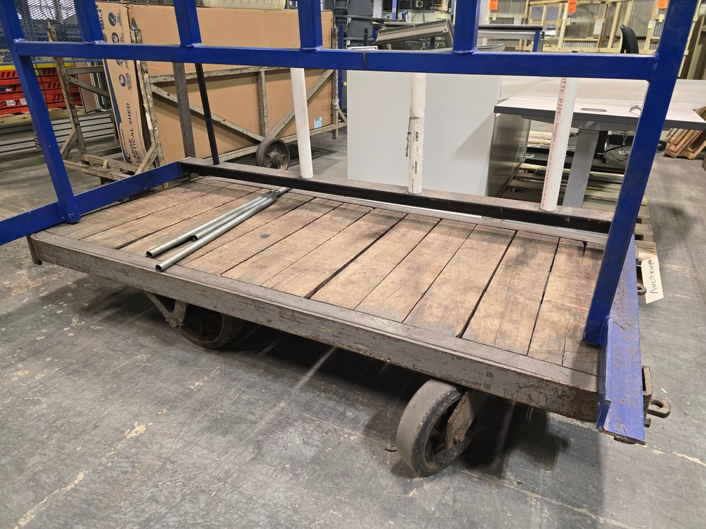 Metal Cart with Wood Deck.