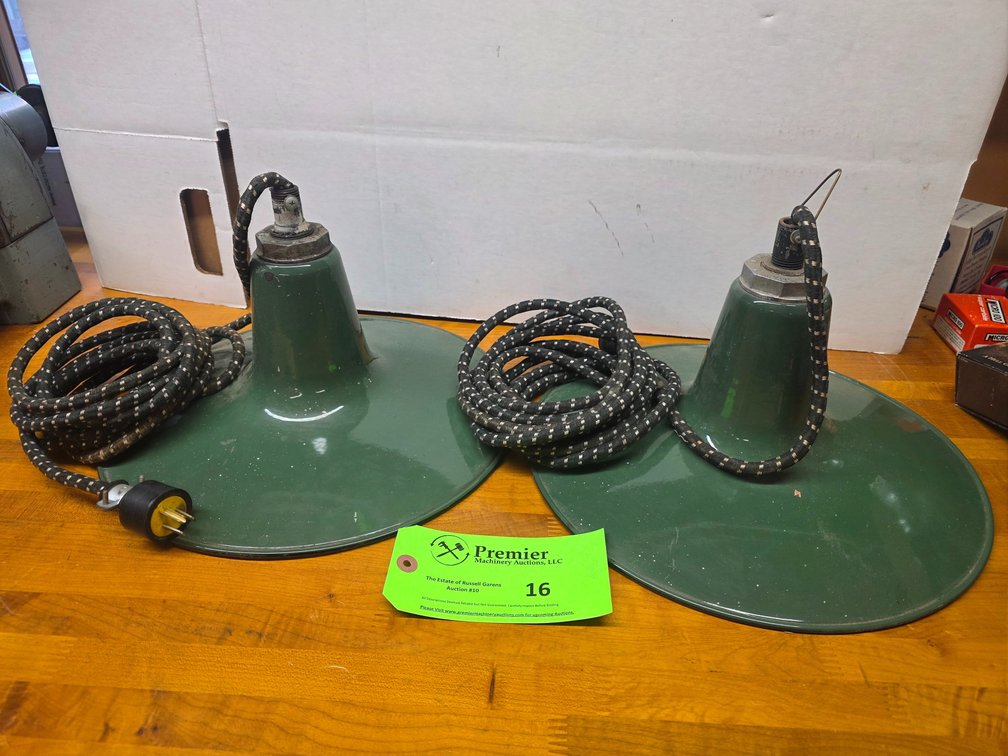Pair of Vintage Enameled Pendant Lights.