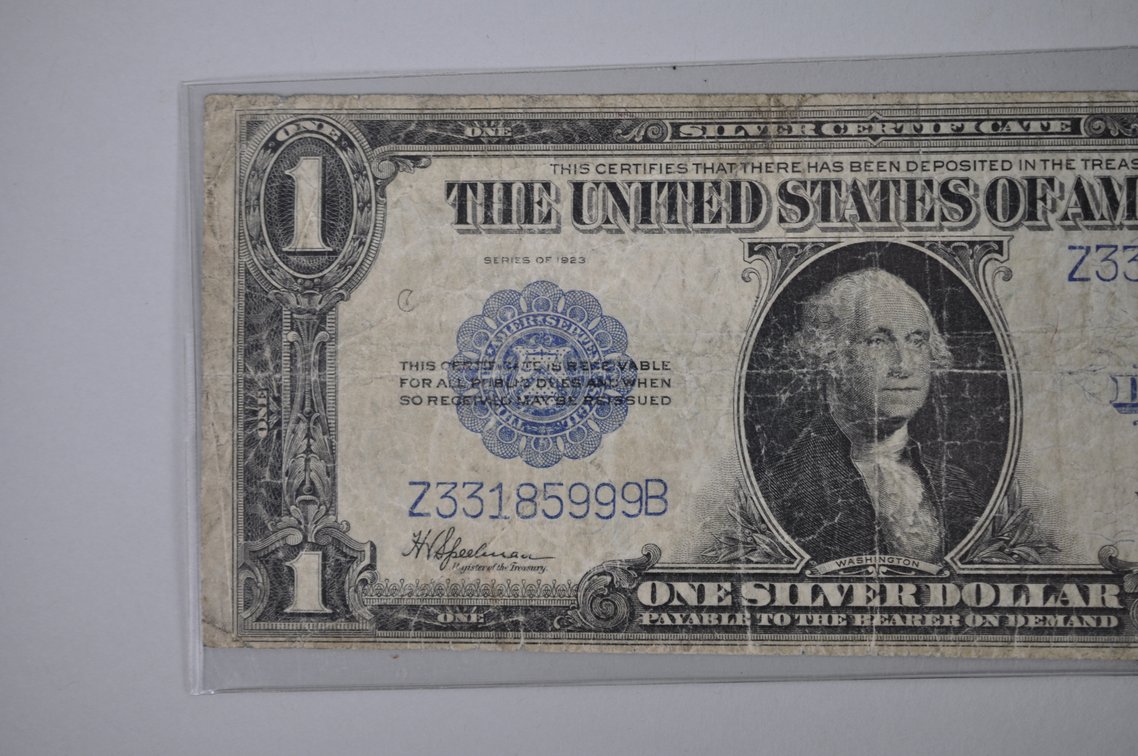 1914 Five Dollar and 1923 One Dollar Blue Seal Notes, photo 12 of 18