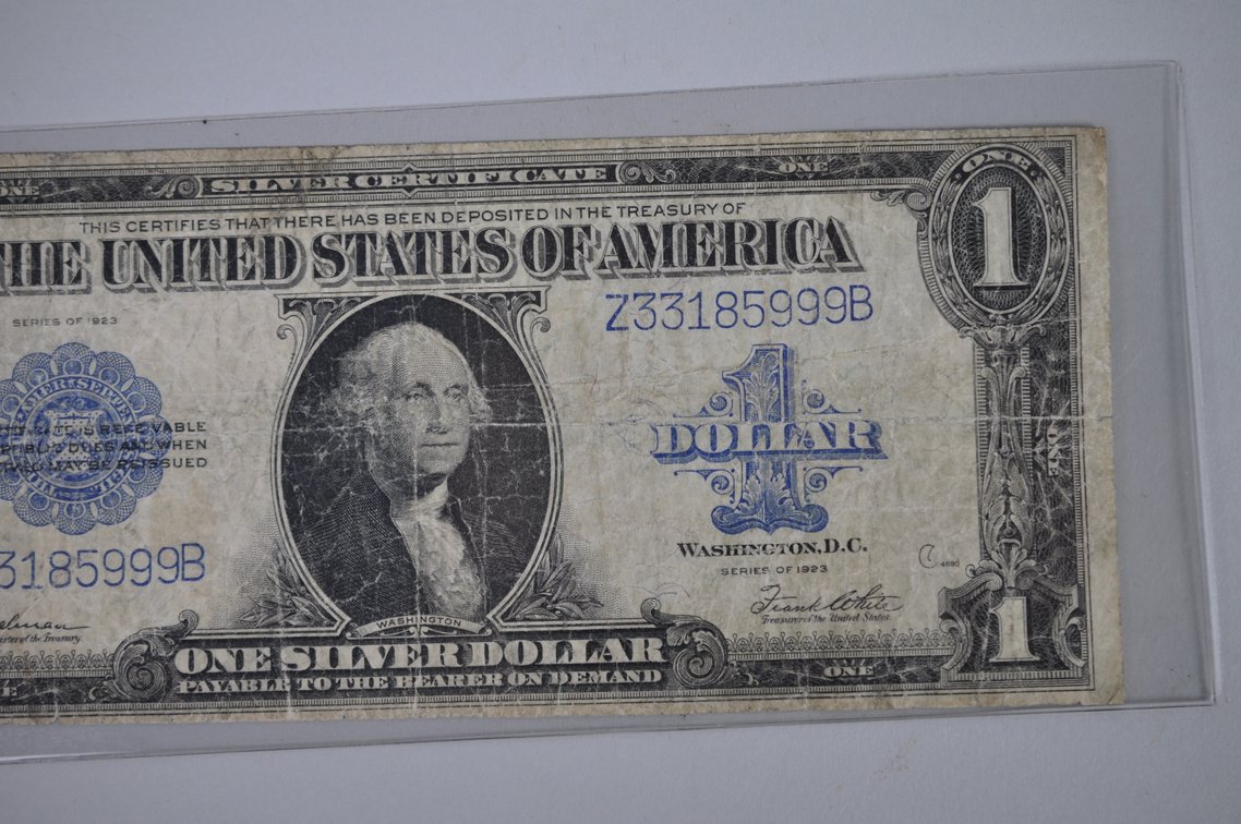 1914 Five Dollar and 1923 One Dollar Blue Seal Notes, photo 14 of 18
