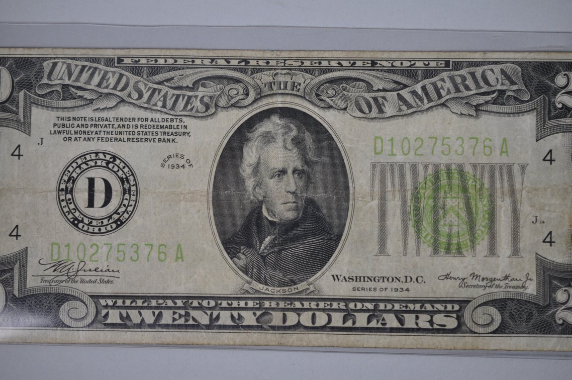 1934 Small Type $10 & $20 Notes, photo 12 of 15