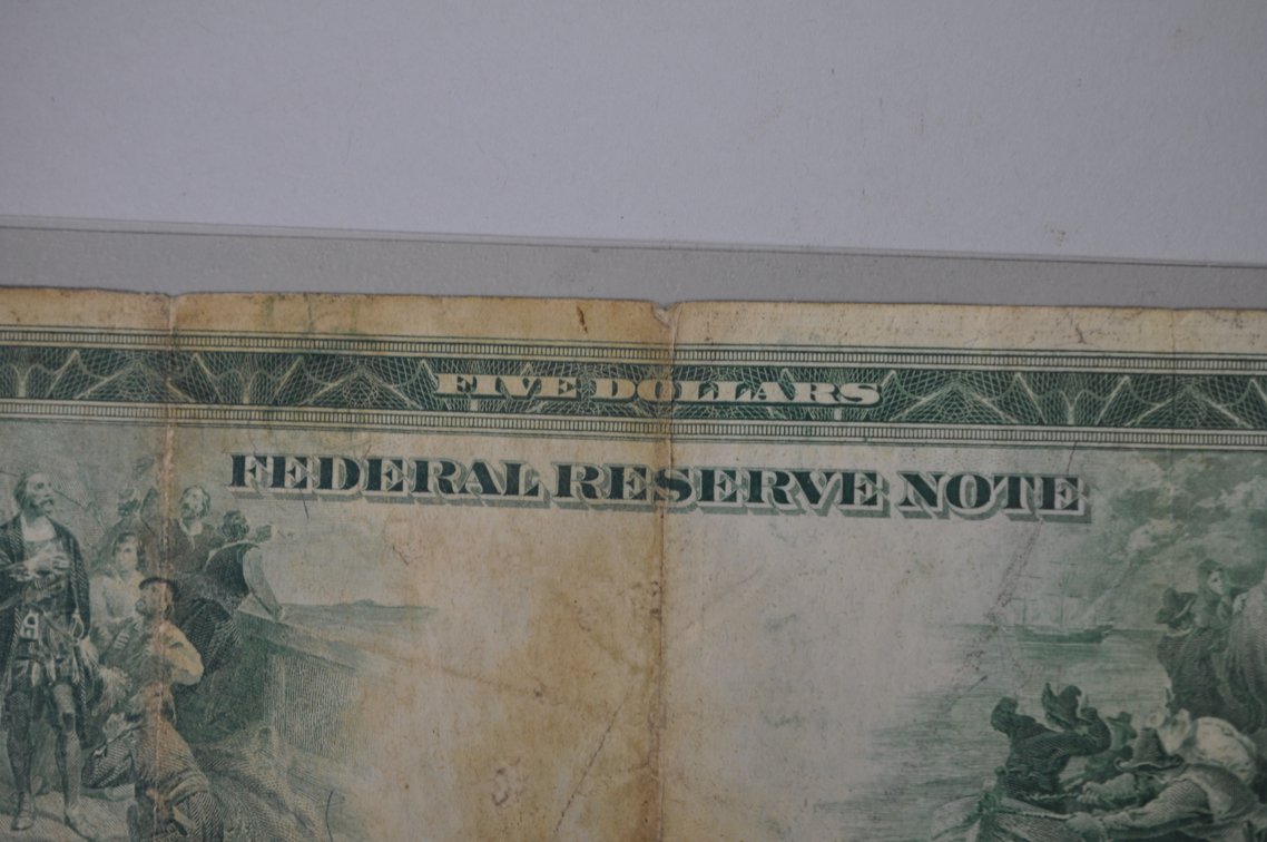 1914 Five Dollar and 1923 One Dollar Blue Seal Notes, photo 10 of 18