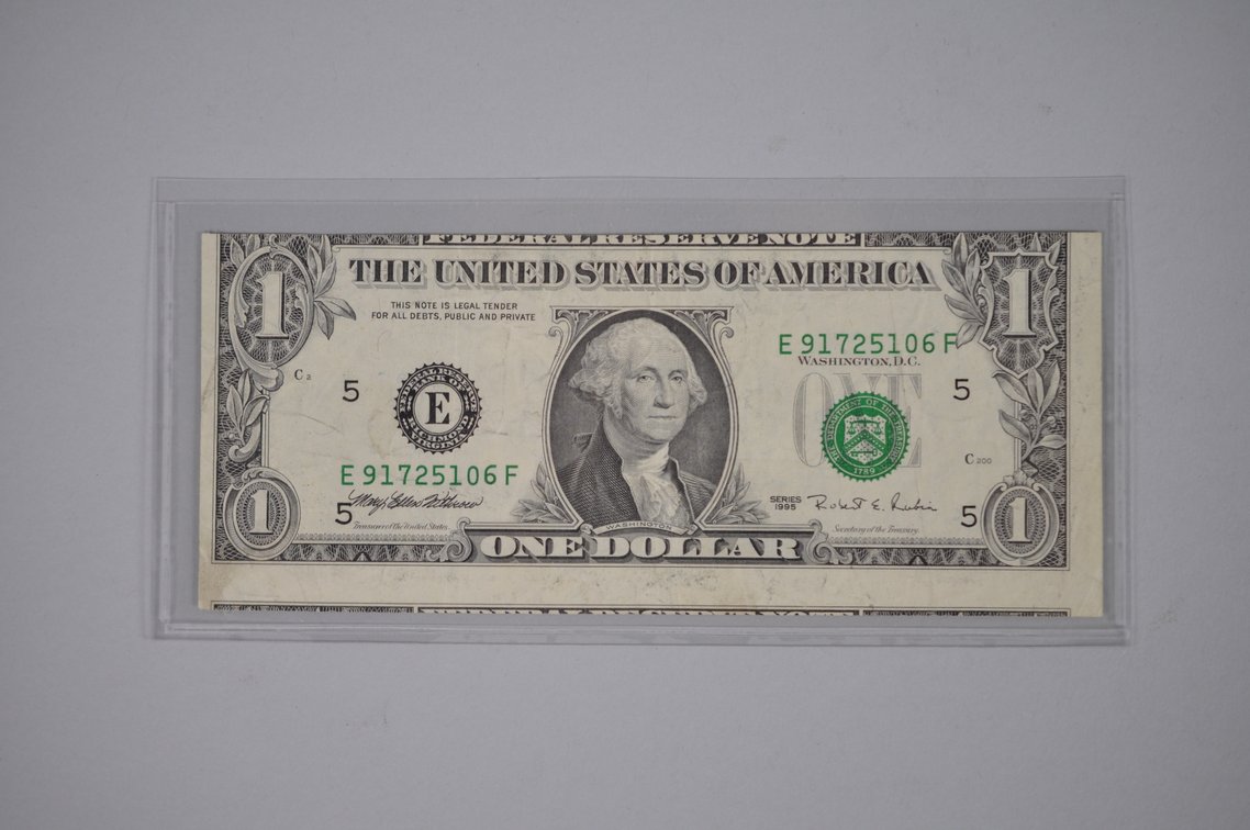 Series of 1995 Small Type One Dollar Error Notes, photo 3 of 16