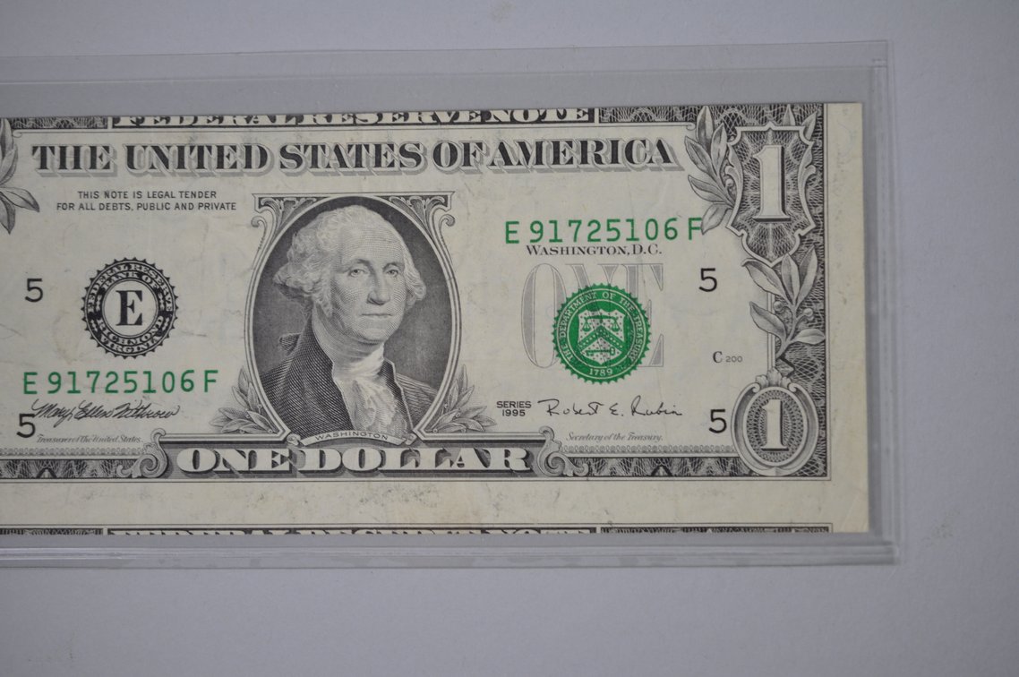 Series of 1995 Small Type One Dollar Error Notes, photo 5 of 16
