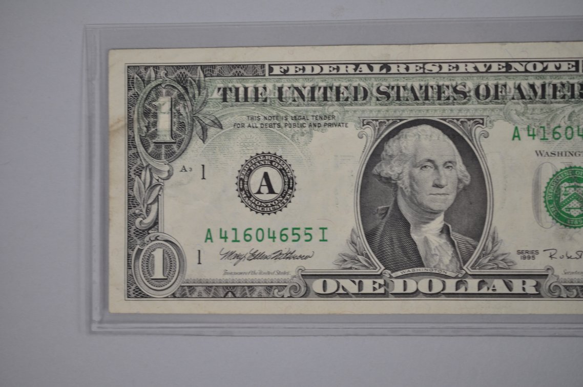 Series of 1995 Small Type One Dollar Error Notes, photo 12 of 16