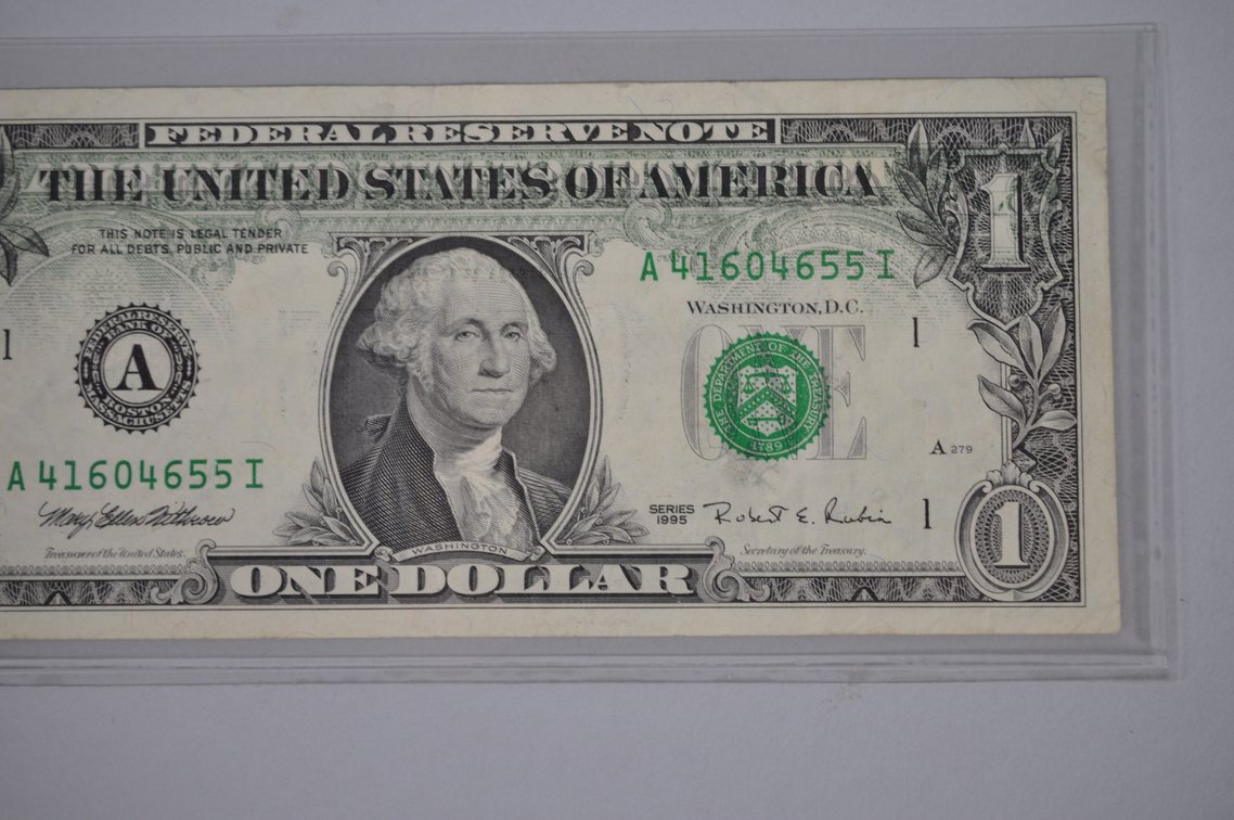 Series of 1995 Small Type One Dollar Error Notes, photo 13 of 16