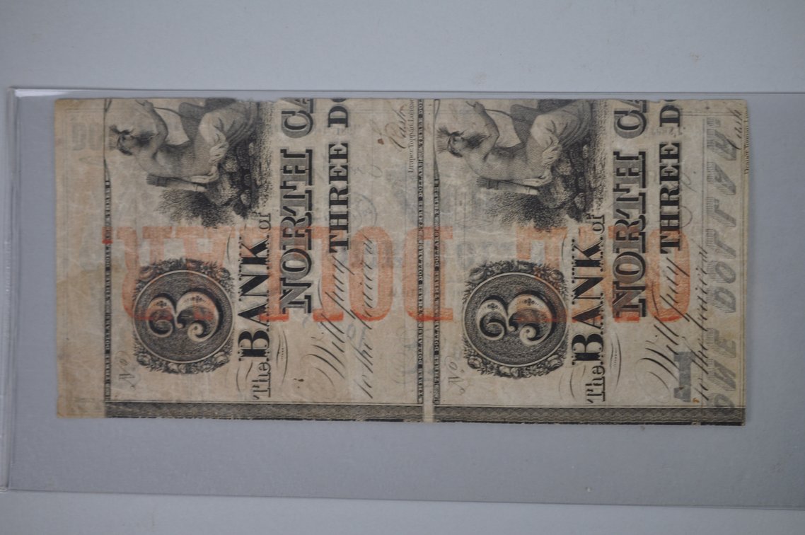 NC One and Three Dollar Civil War Obsolete Banknotes, photo 13 of 15
