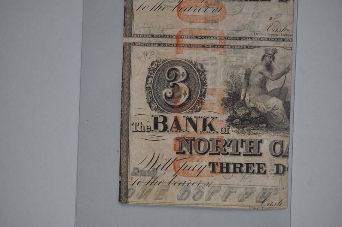 NC One and Three Dollar Civil War Obsolete Banknotes, photo 15 of 15