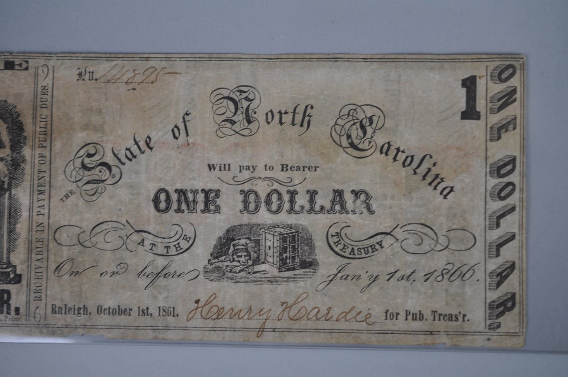 NC One and Three Dollar Civil War Obsolete Banknotes, photo 11 of 15