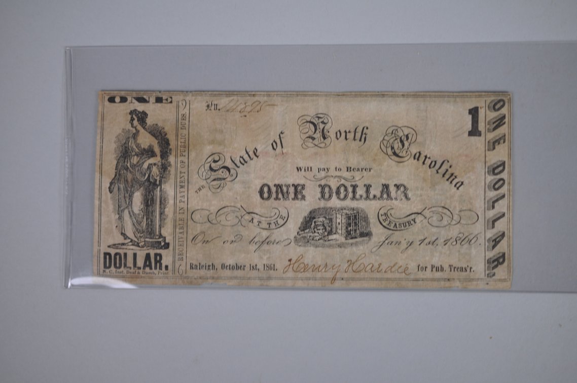 NC One and Three Dollar Civil War Obsolete Banknotes, photo 9 of 15
