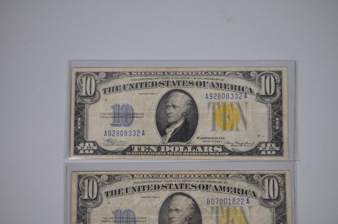 1934A $10 Small Type Silver Certificates, photo 3 of 13