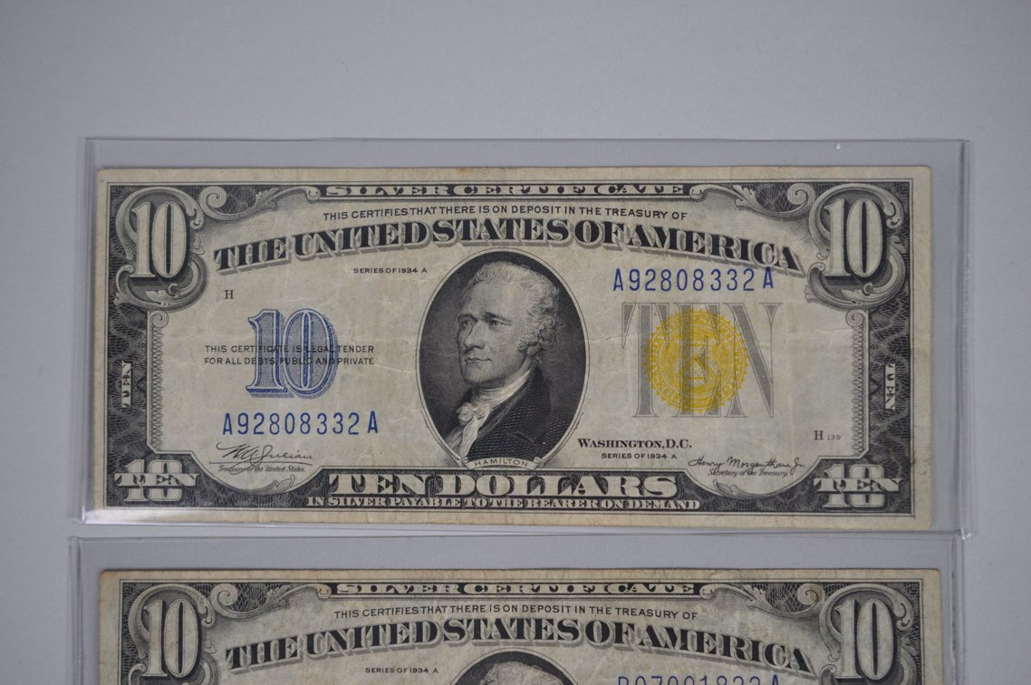 1934A $10 Small Type Silver Certificates, photo 2 of 13