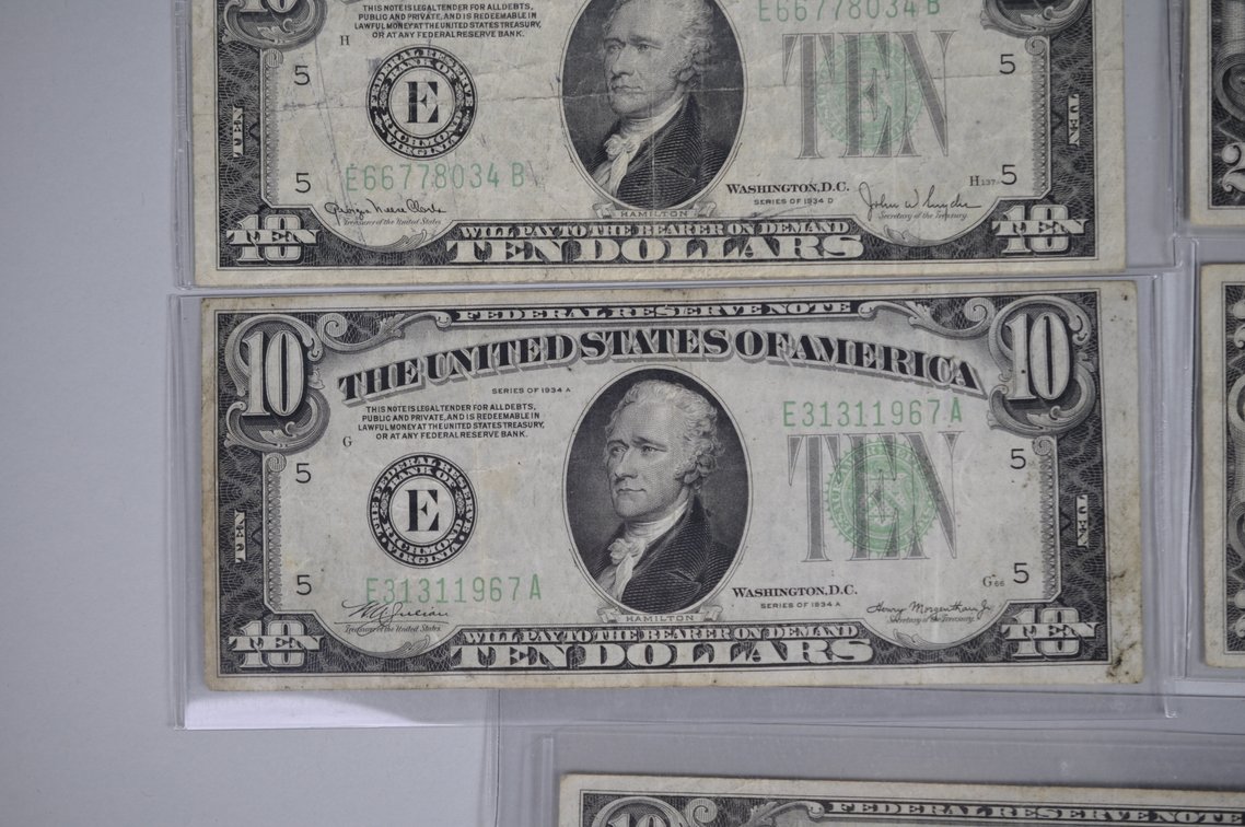 1934 A–D Small Type $10 & $20 Green Seal, photo 3 of 13