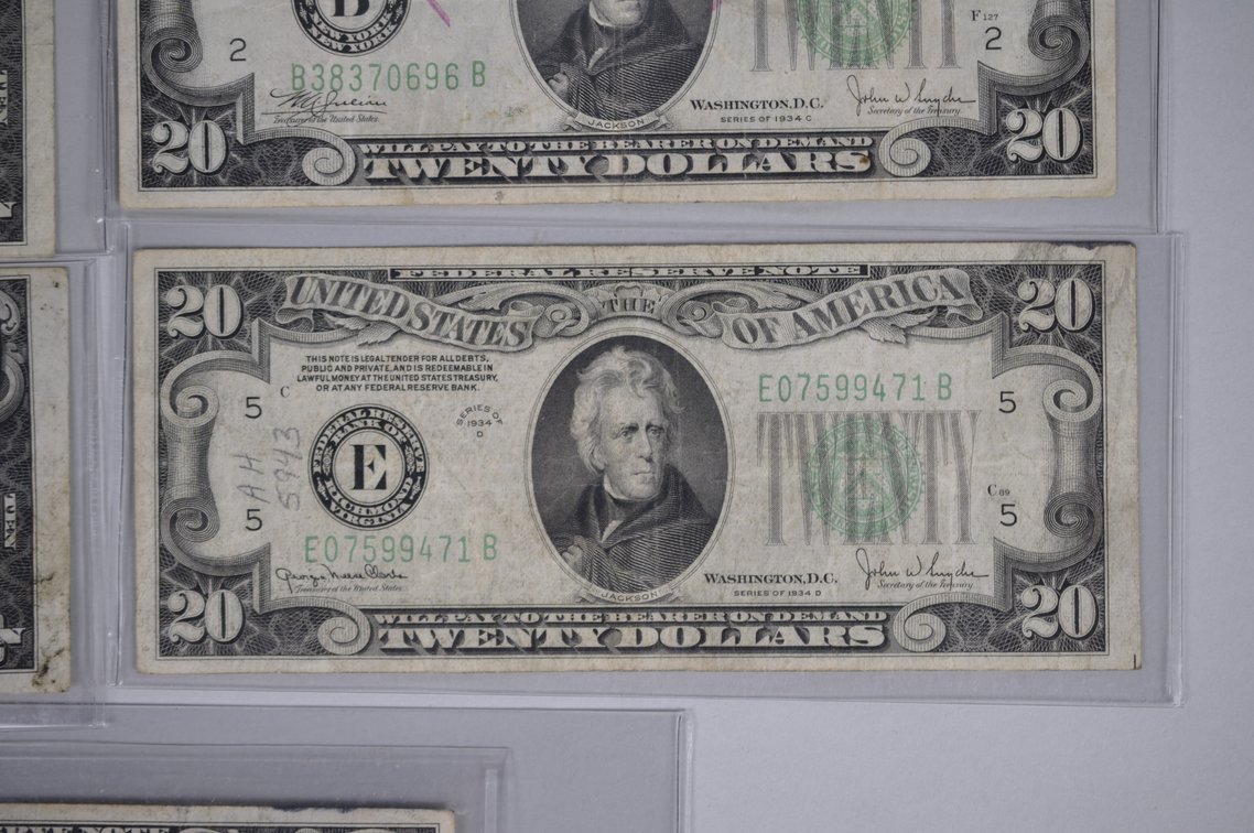 1934 A–D Small Type $10 & $20 Green Seal, photo 5 of 13
