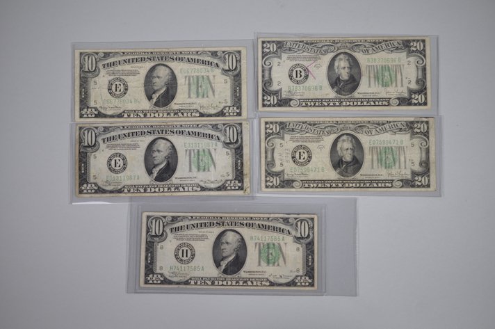 1934 A–D Small Type $10 & $20 Green Seal