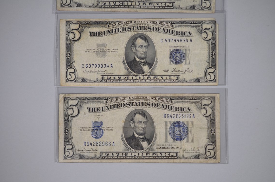 1934/53/63 Small Type Five Dollar Blue & Red Seals, photo 9 of 20