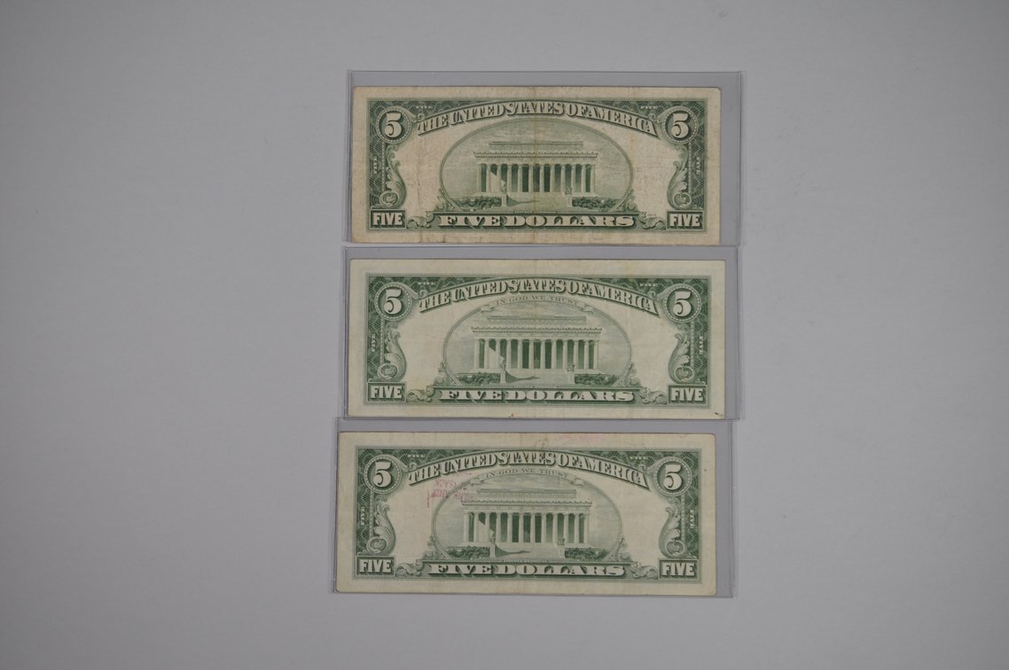 1934/53/63 Small Type Five Dollar Blue & Red Seals, photo 16 of 20
