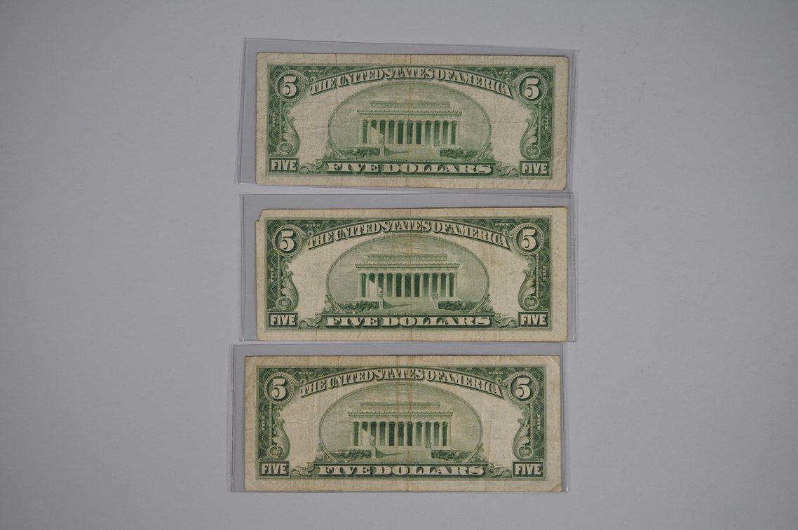 1934/53/63 Small Type Five Dollar Blue & Red Seals, photo 10 of 20
