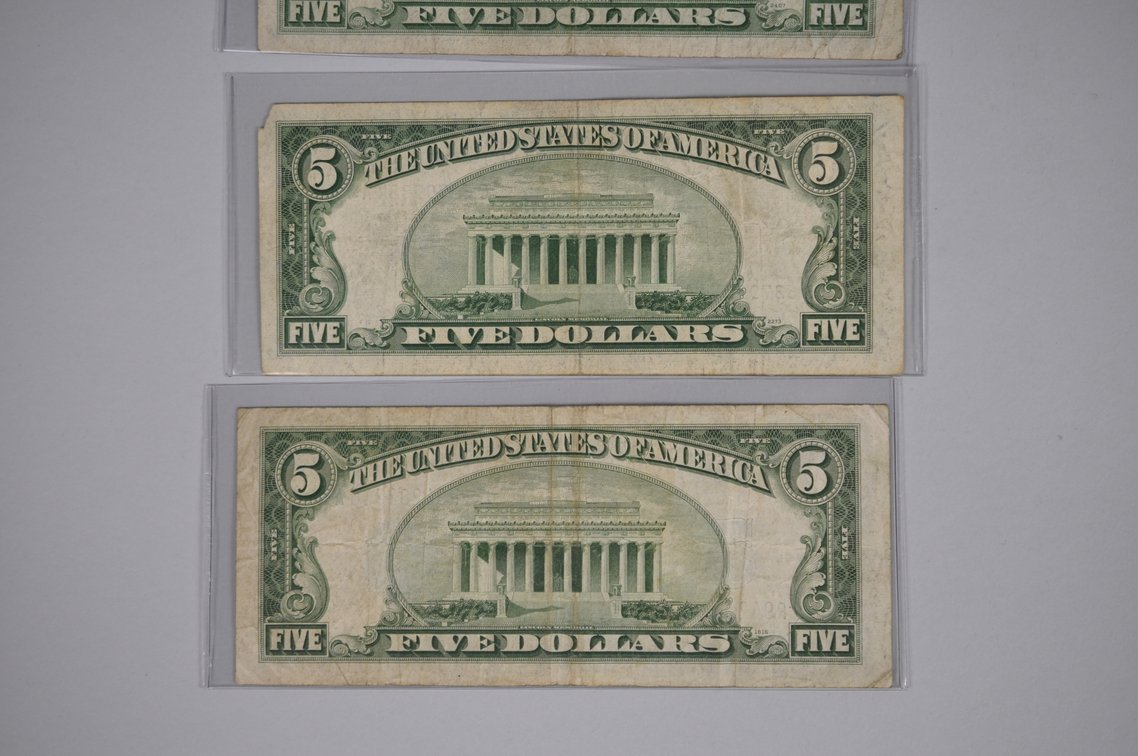 1934/53/63 Small Type Five Dollar Blue & Red Seals, photo 11 of 20