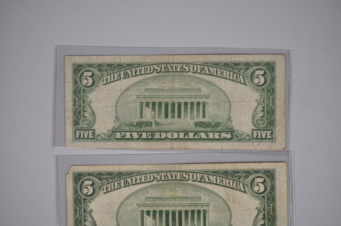 1934/53/63 Small Type Five Dollar Blue & Red Seals, photo 12 of 20