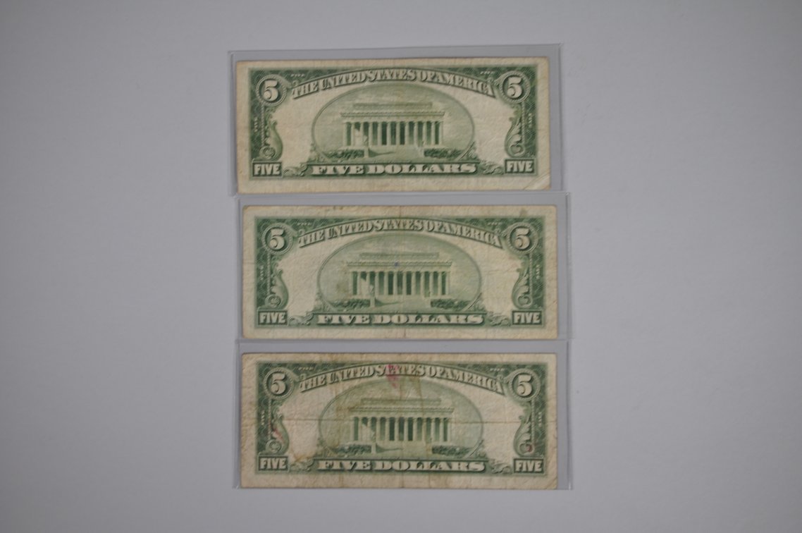 1934/53/63 Small Type Five Dollar Blue & Red Seals, photo 4 of 20