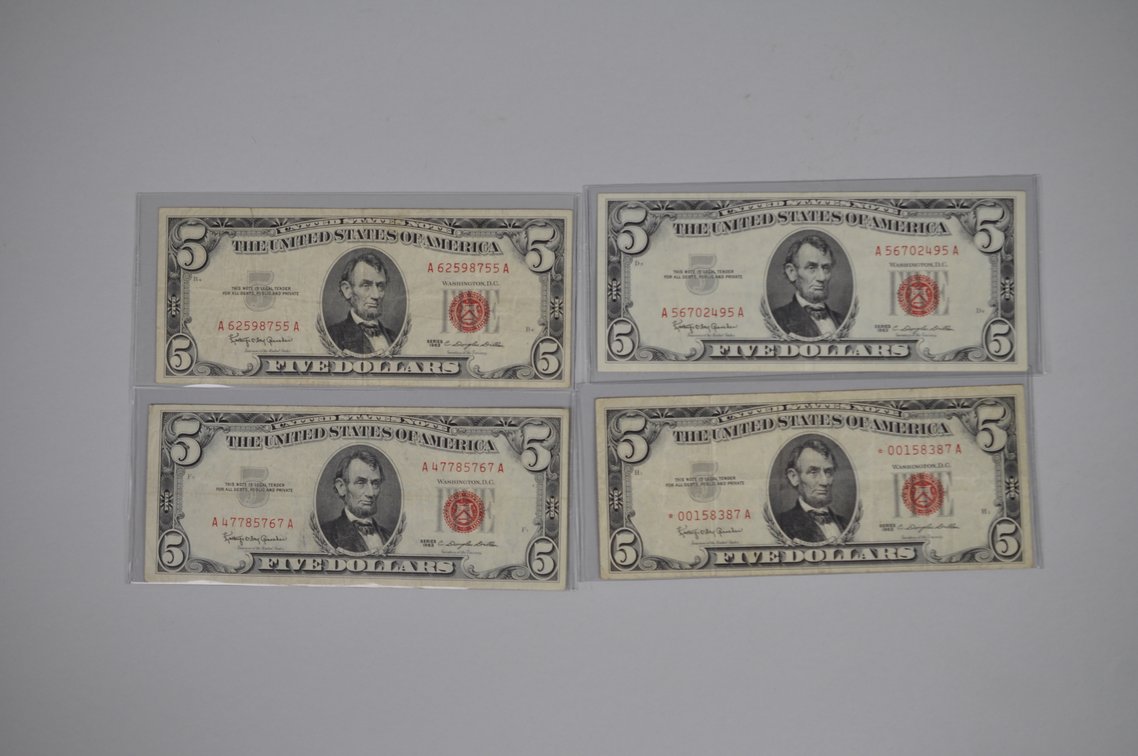 1934/53/63 Small Type Five Dollar Blue & Red Seals, photo 17 of 20