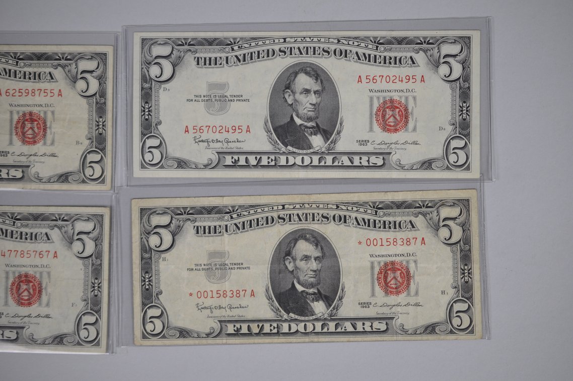 1934/53/63 Small Type Five Dollar Blue & Red Seals, photo 19 of 20