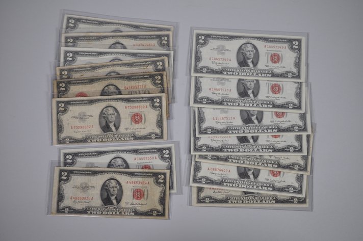 Assorted Small Type $2 Red Seal Notes