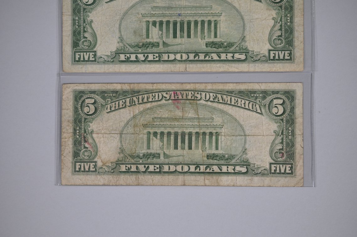 1934/53/63 Small Type Five Dollar Blue & Red Seals, photo 5 of 20