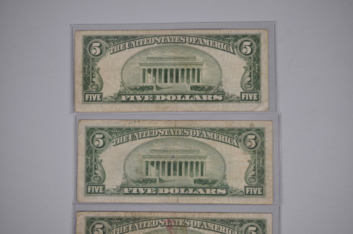 1934/53/63 Small Type Five Dollar Blue & Red Seals, photo 6 of 20