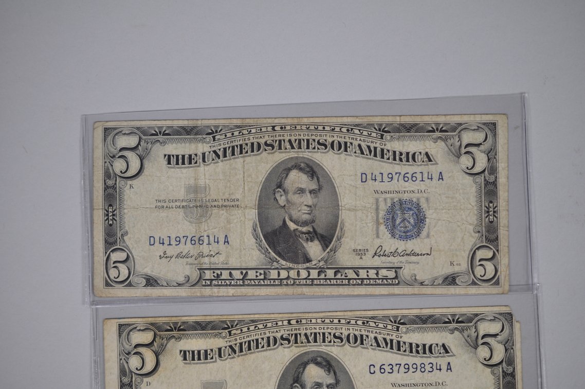 1934/53/63 Small Type Five Dollar Blue & Red Seals, photo 8 of 20