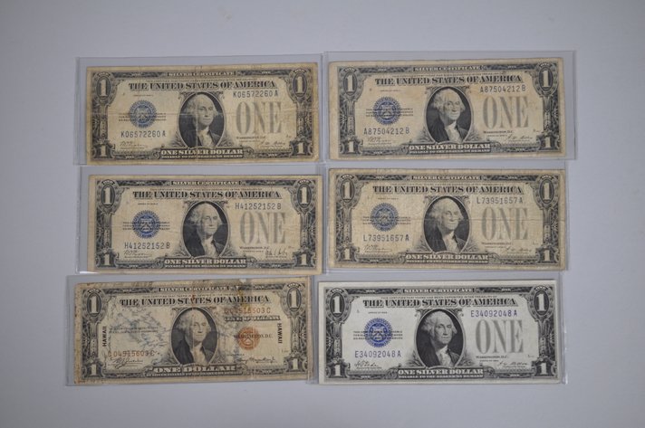 1928 One Dollar Blue Silver Certificate & 1935 Brown Hawaii