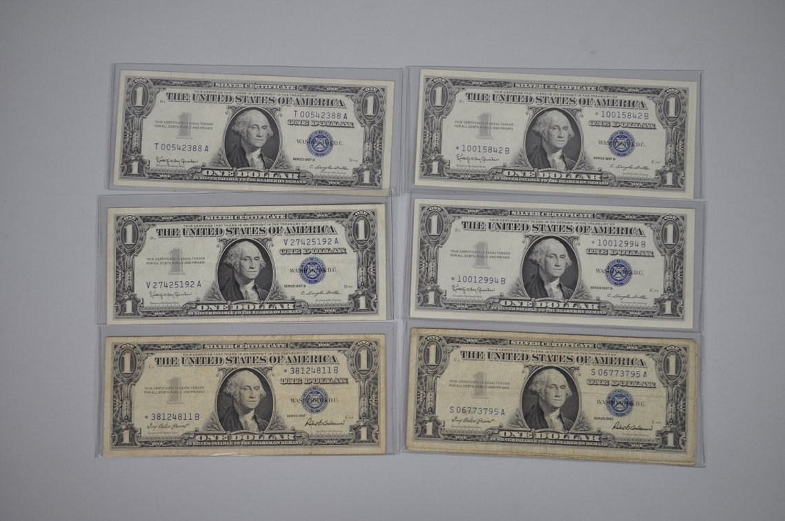 1934 & 1957 $1 Blue Silver Certificates, Star Bills, photo 2 of 20