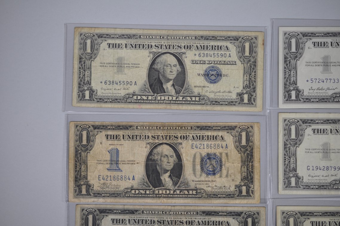 1934 & 1957 $1 Blue Silver Certificates, Star Bills, photo 9 of 20