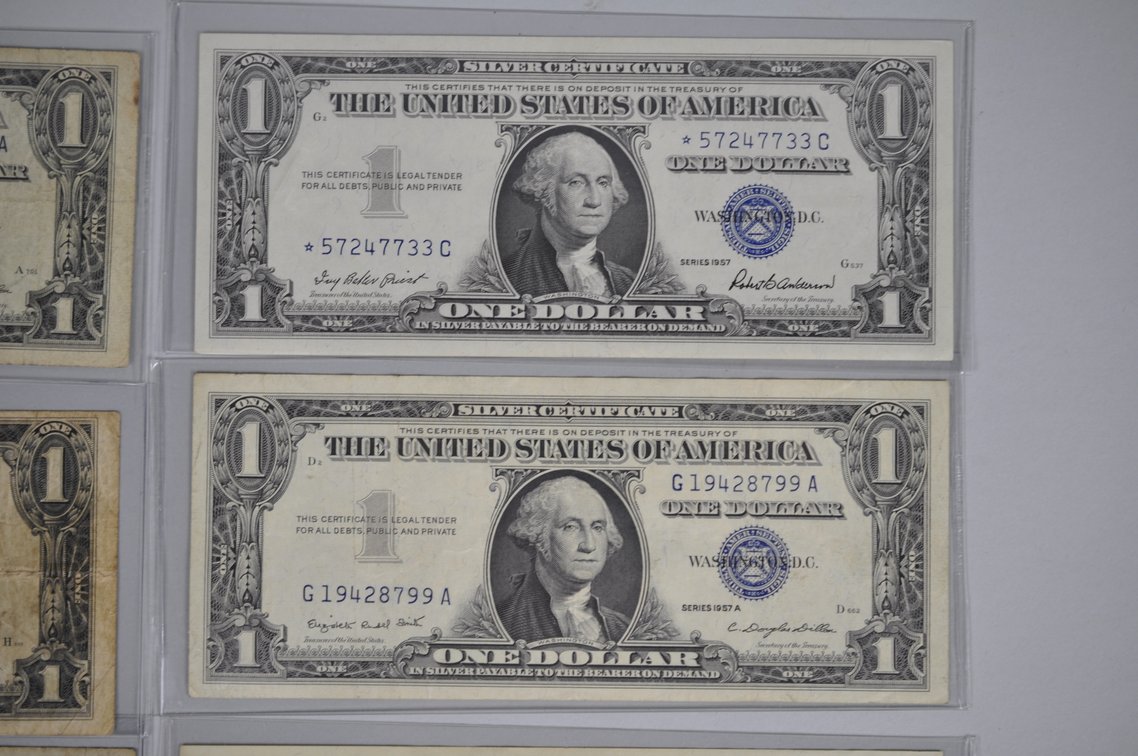 1934 & 1957 $1 Blue Silver Certificates, Star Bills, photo 11 of 20