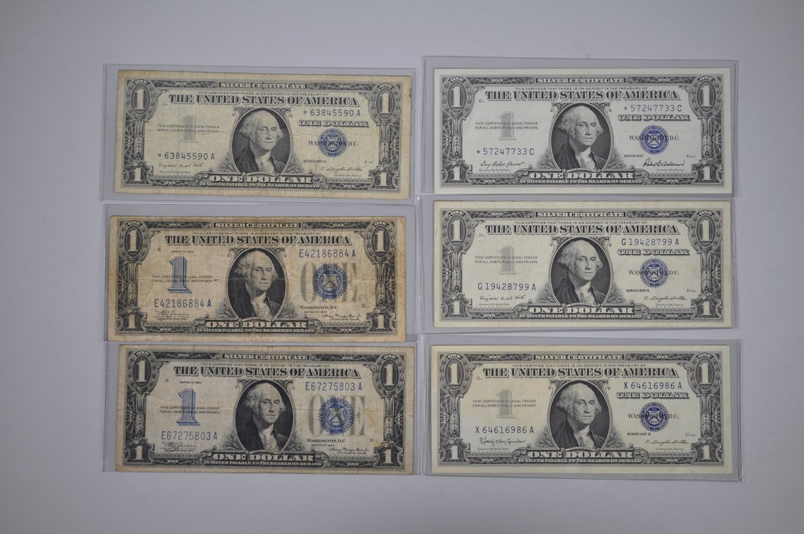 1934 & 1957 $1 Blue Silver Certificates, Star Bills, photo 8 of 20