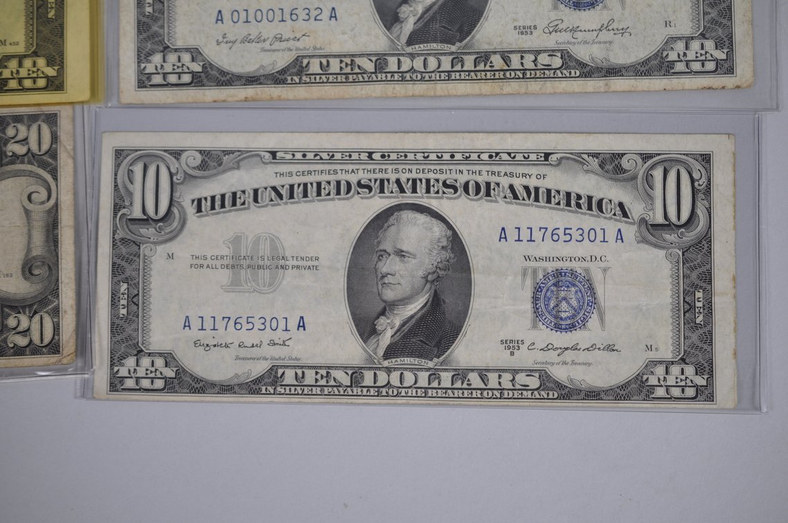 1950 & 1953 Small Type $10 & $20 Blue/Green Seals, photo 5 of 13