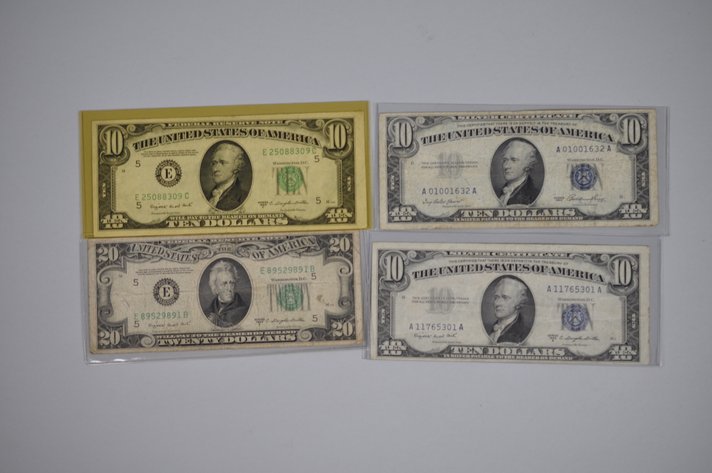 1950 & 1953 Small Type $10 & $20 Blue/Green Seals