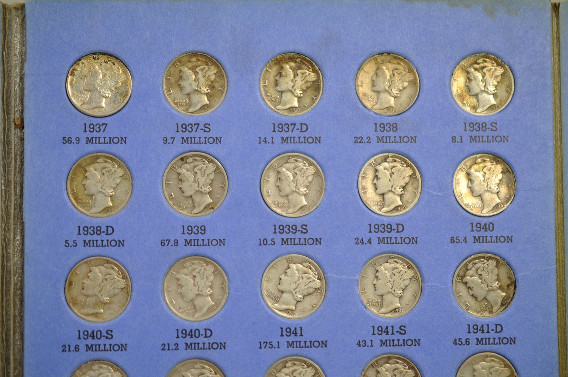 Mercury Head Dime Collection in Album, photo 5 of 9
