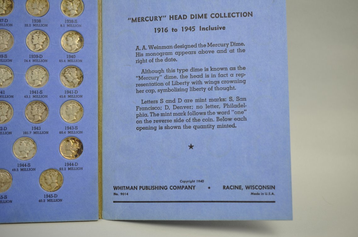 Mercury Head Dime Collection in Album, photo 7 of 9