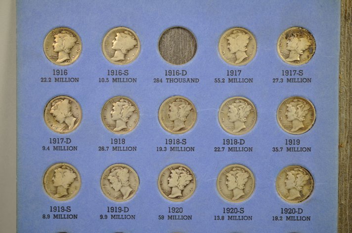 Mercury Head Dime Collection in Album