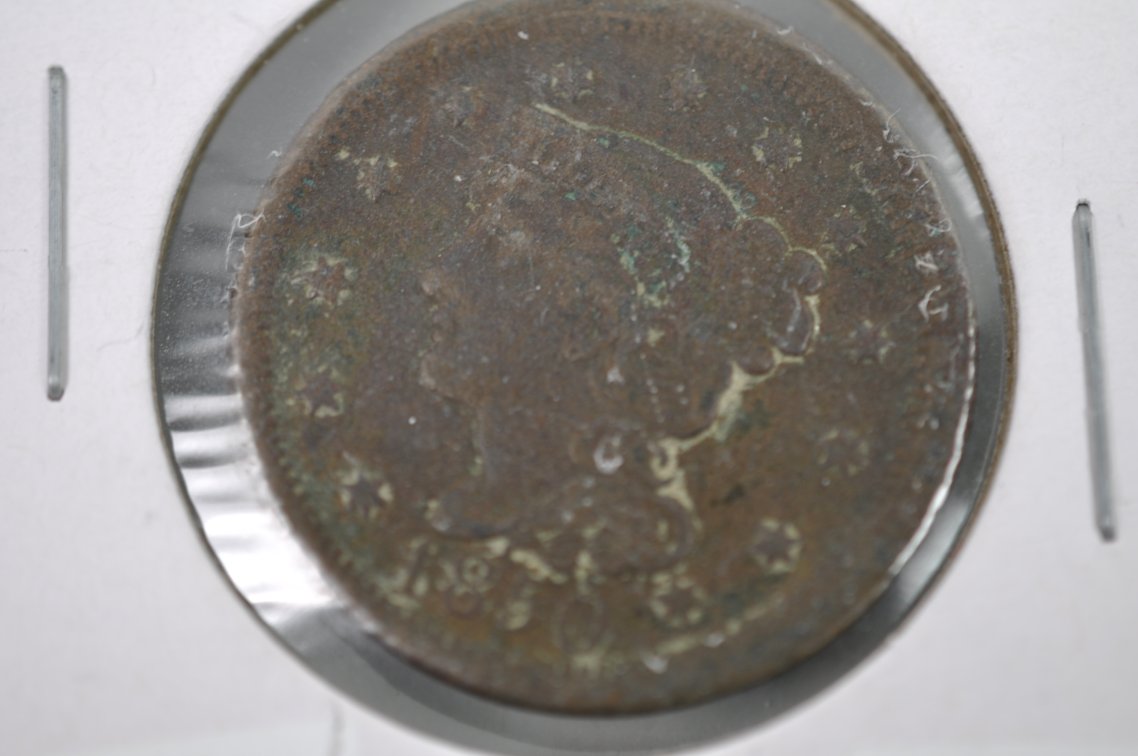 1850 Liberty Head Copper Penny, photo 3 of 4