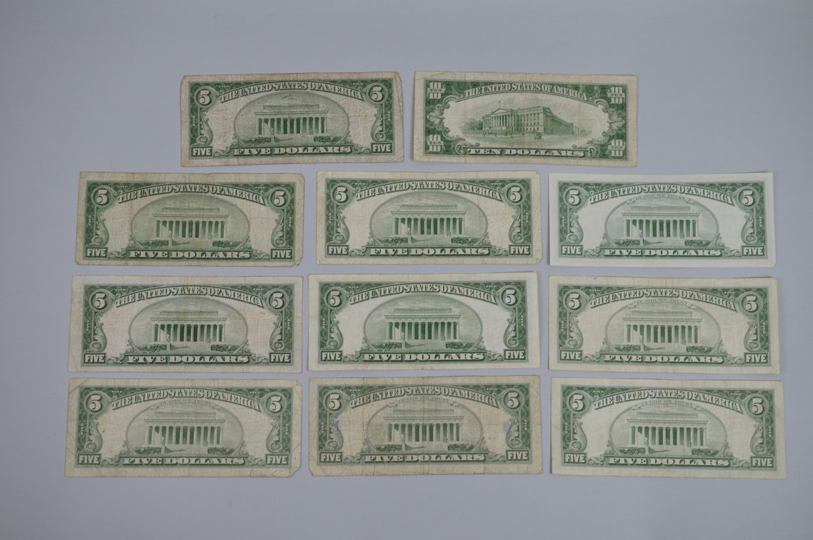 United States Five & Ten Dollar Legal Tender Notes 1928-1963, photo 2 of 12