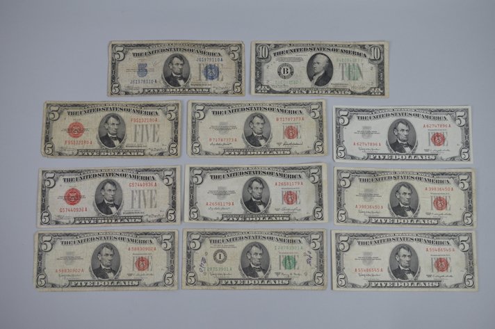 United States Five & Ten Dollar Legal Tender Notes 1928-1963