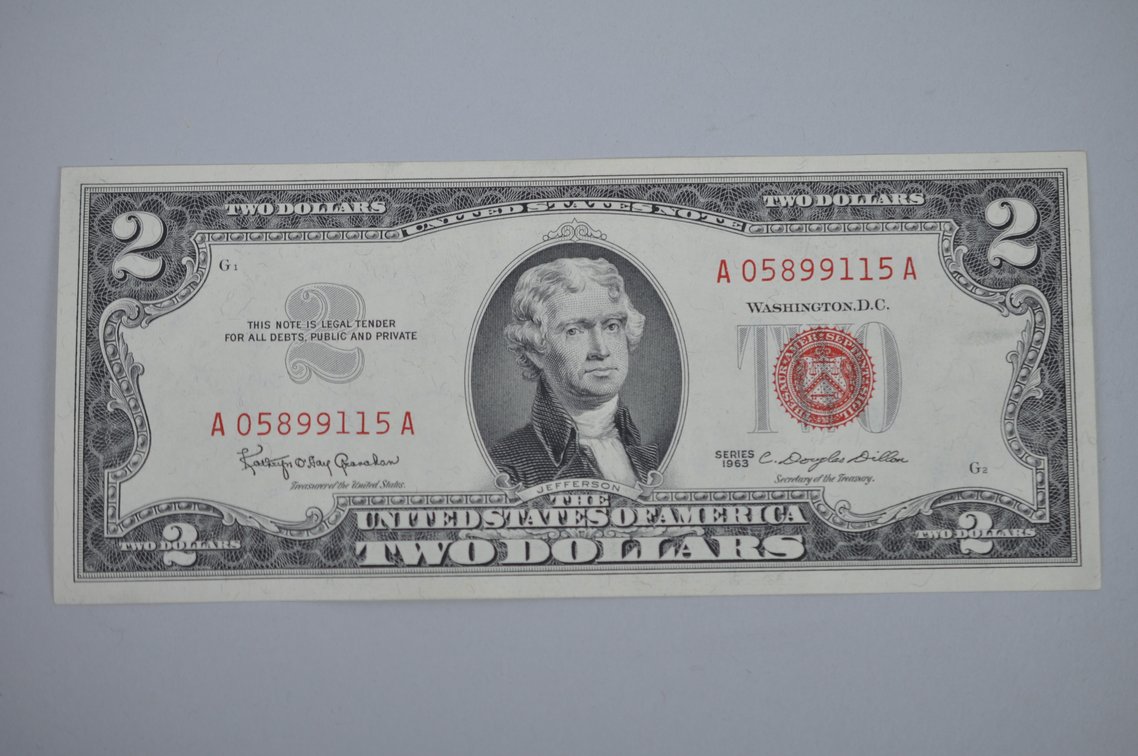 Two Dollar United States Notes Red Seal Bill 1928-1963, photo 7 of 8
