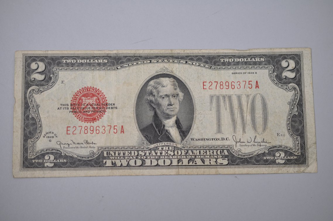 Two Dollar United States Notes Red Seal Bill 1928-1963, photo 3 of 8