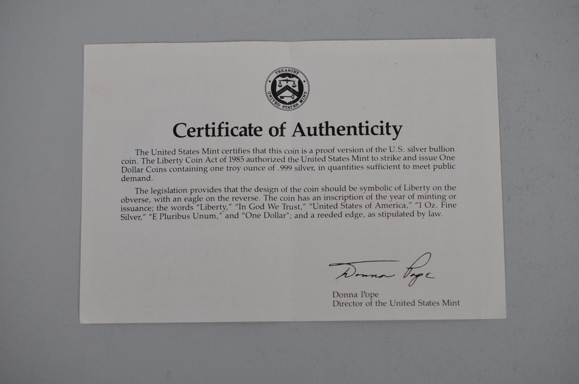 1989 American Silver Eagle Proof, photo 4 of 4