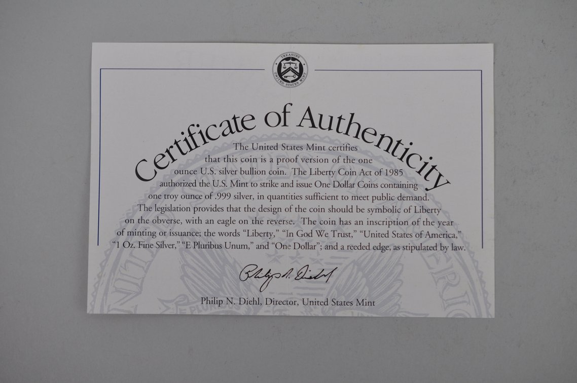 1997 American Silver Eagle Proof, photo 4 of 4